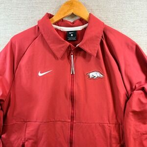 Arkansas Razorbacks NIKE On-Field Jacket Full Zip Red White Logo Men's Size L